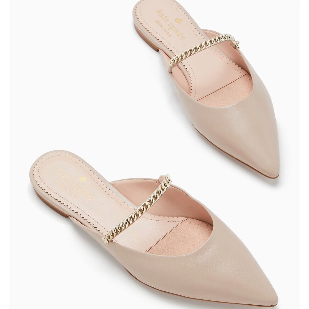 Kate Spade Nude Flats with Gold Chain